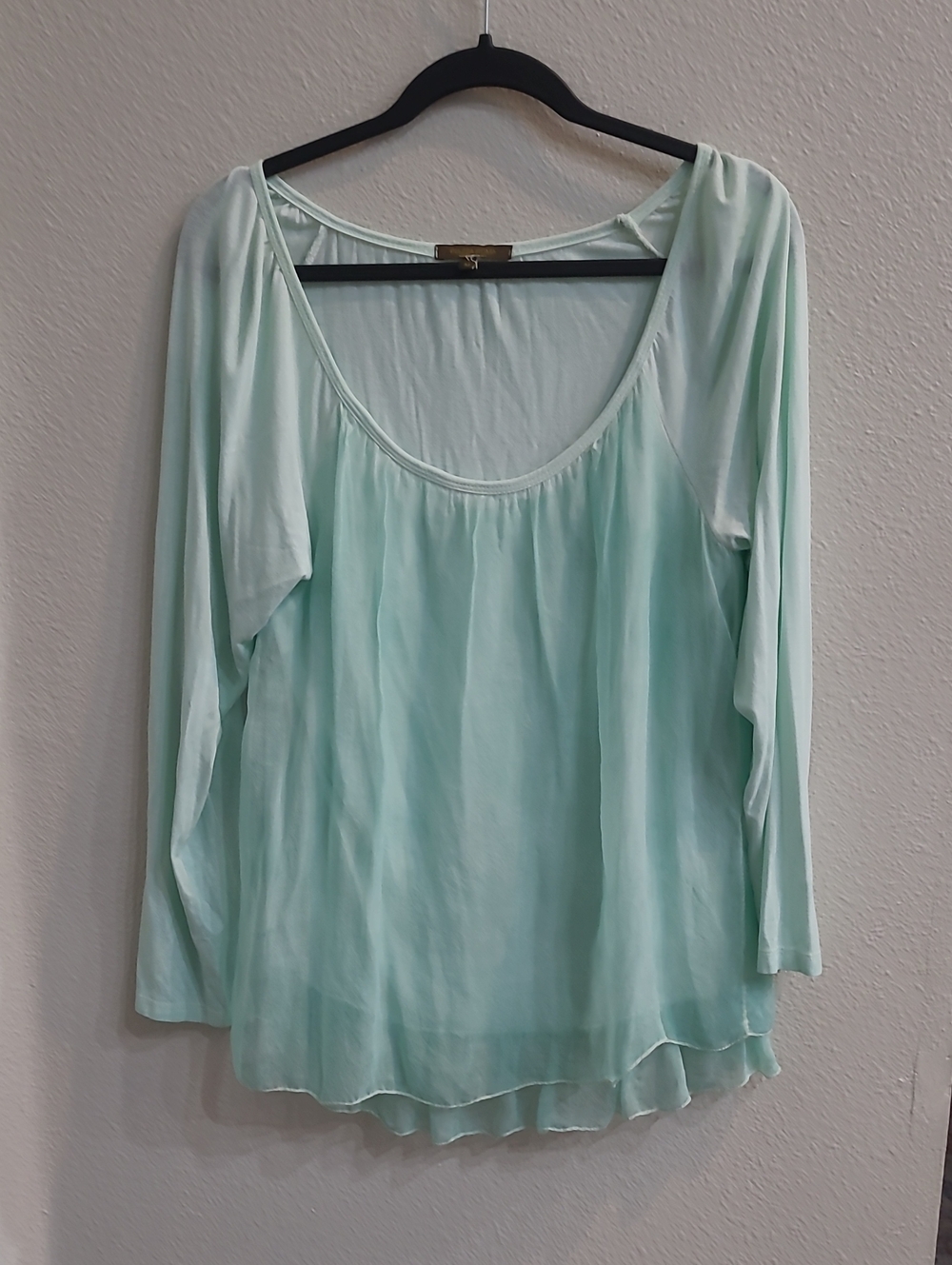 Piazza Roma Silk Top M Green Whimsical Fairy Sheer Ruffle Size Med